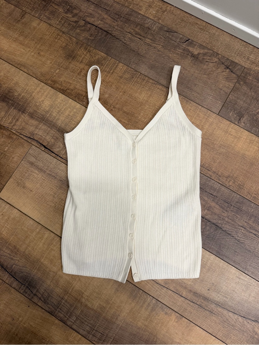 Ribbed Button-Front Tank Top
